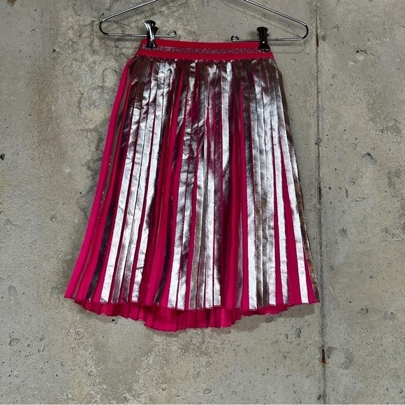 Disney Princess hot pink metallic silver pleated a line skirt girls 5/6 - Picture 3 of 7